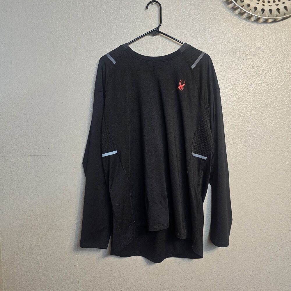 Spyder Active Men's XL Black Athletic Running Top Long Sleeve Reflective GG824